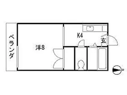 ビューハイツ(1K/2階)の間取り写真