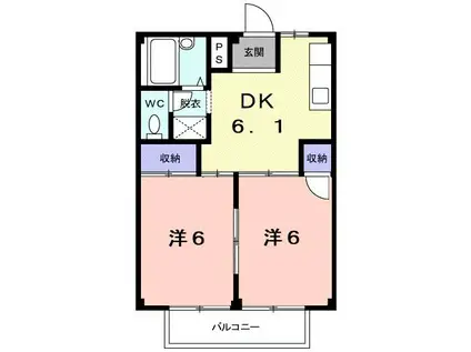 シティハイツトヨダ(2DK/2階)の間取り写真