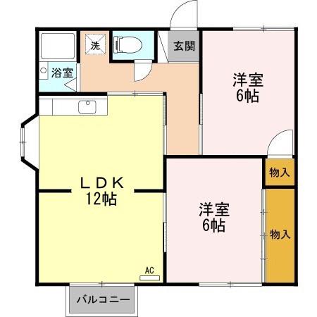 アメニティ津志田A(2LDK/2階)の間取り写真