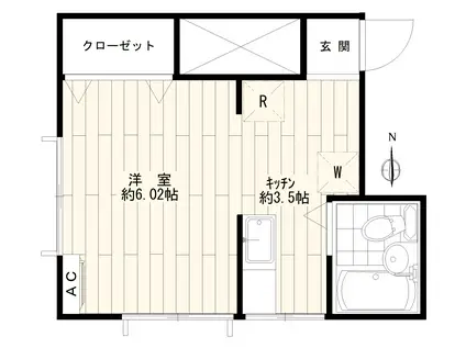 コーポ中里(ワンルーム/2階)の間取り写真