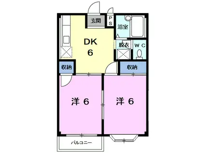 エルディム泉(2DK/2階)の間取り写真
