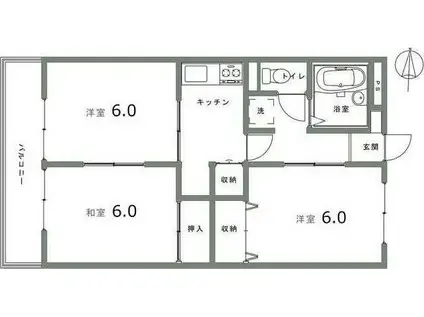 サンモール富士塚I(3K/3階)の間取り写真