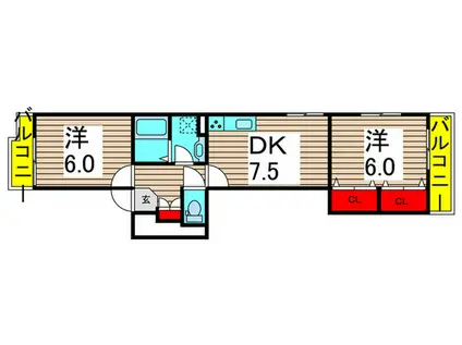グリーンパーク第七綾瀬(2DK/3階)の間取り写真