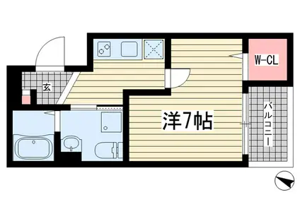 ルアナ新神戸(1K/3階)の間取り写真