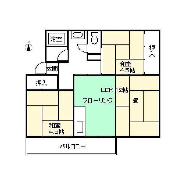 知立団地日工34棟(2LDK/2階)の間取り写真
