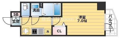 プレサンス堺筋本町駅前シェル(1K/10階)の間取り写真