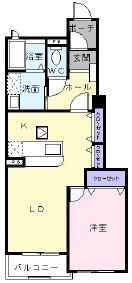 FAMILLE B(1LDK/1階)の間取り写真
