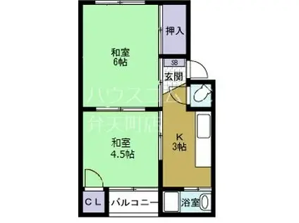 錦美マンション(2K/3階)の間取り写真