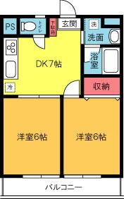 タイコウ今宿(2DK/4階)の間取り写真