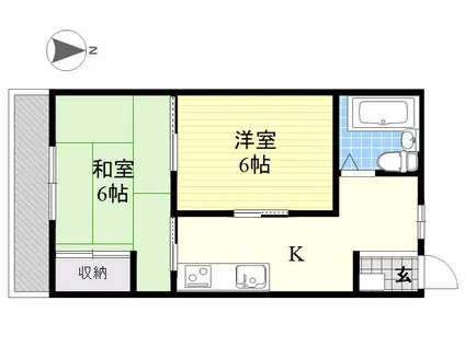 コーポいけべ(2K/1階)の間取り写真