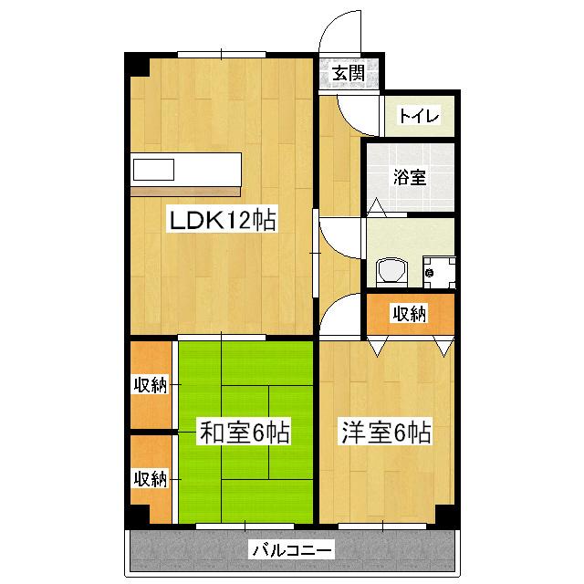 マンションFDK(2LDK/4階)の間取り写真
