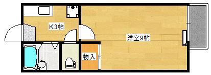 アビタシオン庚午 A棟(1K/2階)の間取り写真