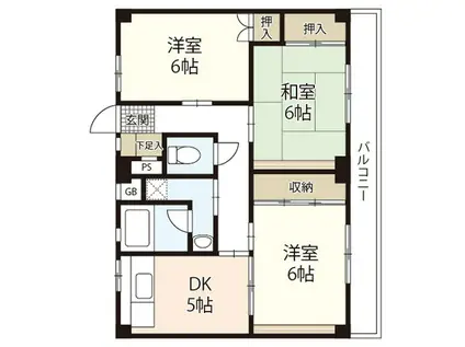 サンローレル宮内 A棟(3DK/3階)の間取り写真