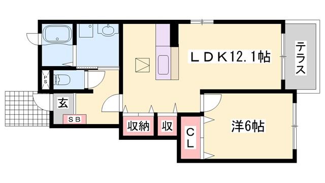 ヴェルサン・アベニュII(1LDK/1階)の間取り写真