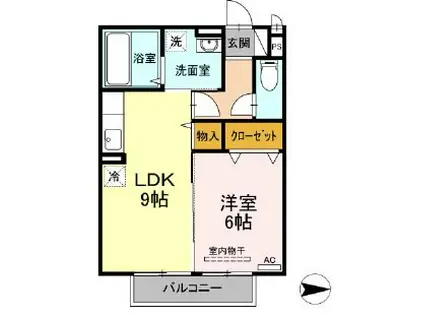 プリオールエフC棟(1LDK/2階)の間取り写真