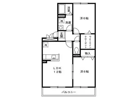 フェニックス小仙波B(2LDK/1階)の間取り写真