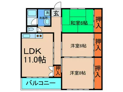 プラザ松ヶ丘(3LDK/2階)の間取り写真