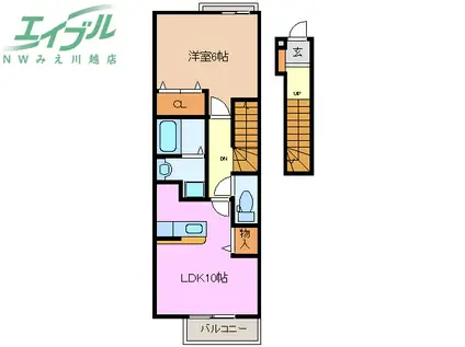 ポライトリーII(1LDK/2階)の間取り写真