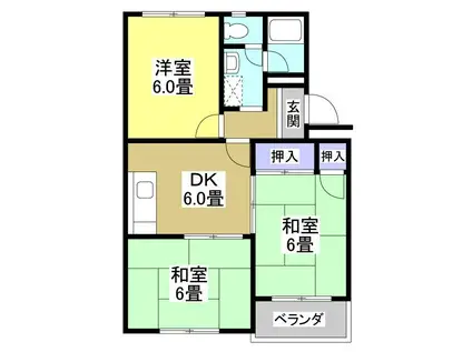 グリーンハイツ楊子(3DK/1階)の間取り写真