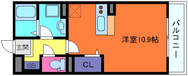 ローズコート芦屋(ワンルーム/1階)の間取り写真
