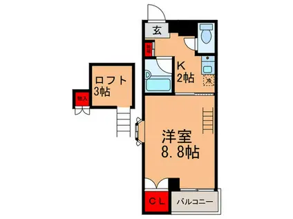 オーツ駒川(1K/4階)の間取り写真