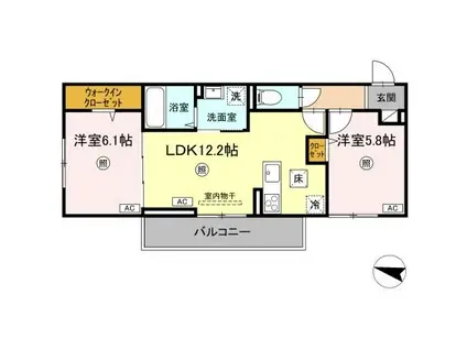 ライク・ア・パラソル(2LDK/1階)の間取り写真