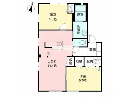 リブレK C棟(2LDK/1階)の間取り写真