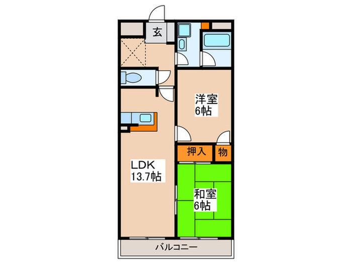 M・ライフ(2LDK/2階)の間取り写真
