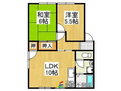 メゾン緑ヶ丘(2LDK/2階)の間取り写真