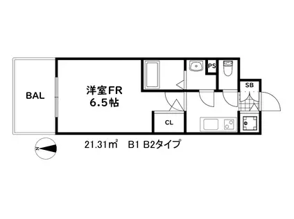 エスリード神戸兵庫駅ミッドポート(1K/13階)の間取り写真