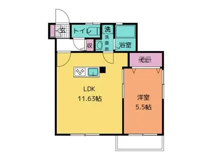 メゾン石川(1LDK/2階)の間取り写真