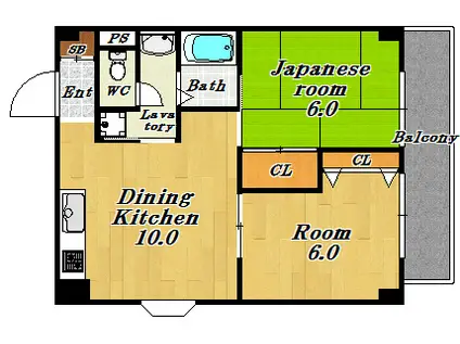 大東マンションII(2LDK/4階)の間取り写真