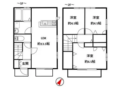 サンビレッジ(3LDK/1階)の間取り写真