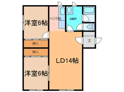 フリーデンハイツ(2LDK/B1階)の間取り写真