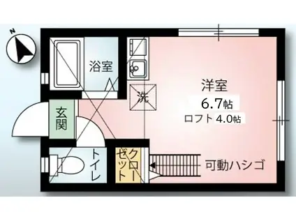 G・Aヒルズ川崎・南加瀬(ワンルーム/2階)の間取り写真
