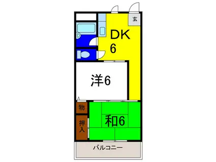 フクポンファミリーマンション(2DK/3階)の間取り写真