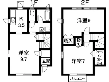 グランデ ビラッジョ B(2LDK/1階)の間取り写真