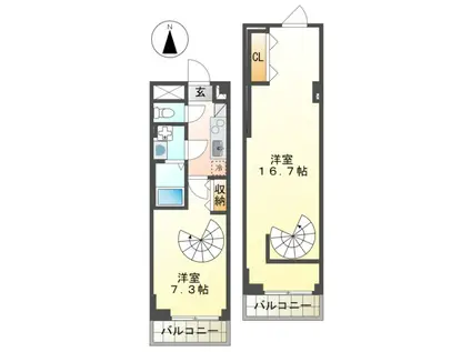 VILLA SOLE(1LDK/9階)の間取り写真