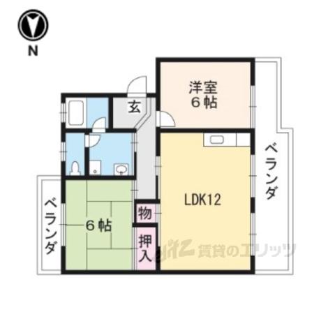 栗東ハイツB棟(3DK/4階)の間取り写真