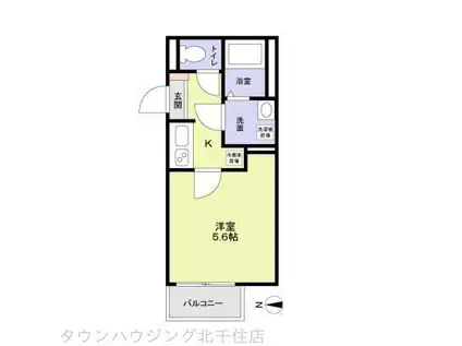 SQUARES NISHIARAI(1K/2階)の間取り写真