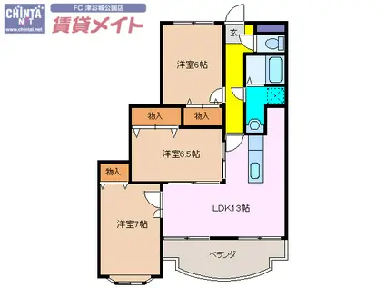 センチュリーヒルズ(3LDK/7階)の間取り写真