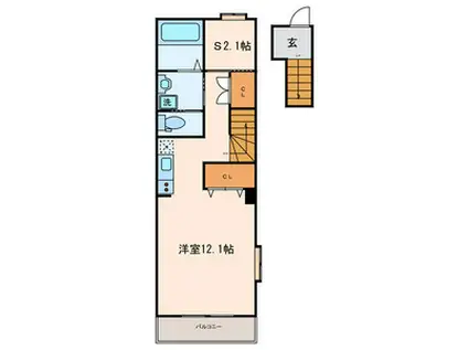 カーサビアンカ(ワンルーム/2階)の間取り写真