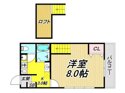 サウンドグレースPARTⅢ(1K/3階)の間取り写真