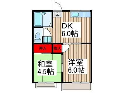 フォーブル日高(2DK/2階)の間取り写真