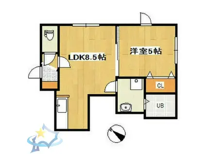 KN発寒4条(1LDK/1階)の間取り写真