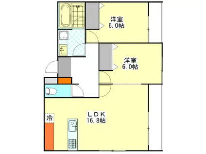 チューリップツリーハウスII(2LDK/1階)の間取り写真