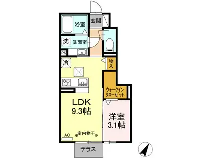 ラ ペ・クロシェットM(1LDK/1階)の間取り写真