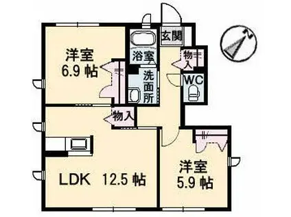 YORK HAPPINESS(2LDK/1階)の間取り写真