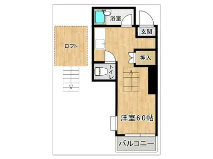 サンシティハウス(ワンルーム/2階)の間取り写真