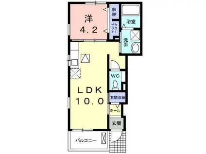 メゾンアスティケI(1LDK/1階)の間取り写真